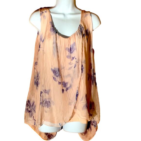 Made in Italy Angela Silk Floral Blouse. L - Picture 1 of 5